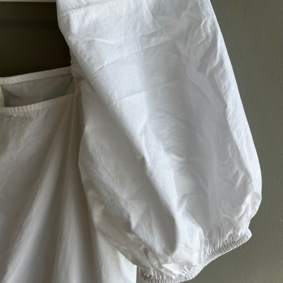 White Puff Sleeve Tiered Dress Square Neck Summer Cotton Babydoll Scandigirl - Picture 2 of 10